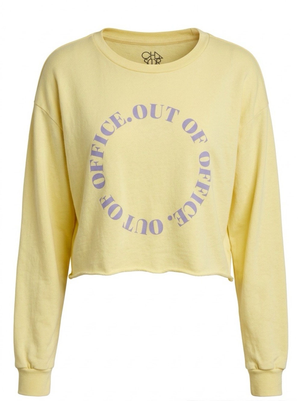 Chaser Out Of Office Cropped Sweatshirt Yellow Pastel Long Sleeve - Size XS